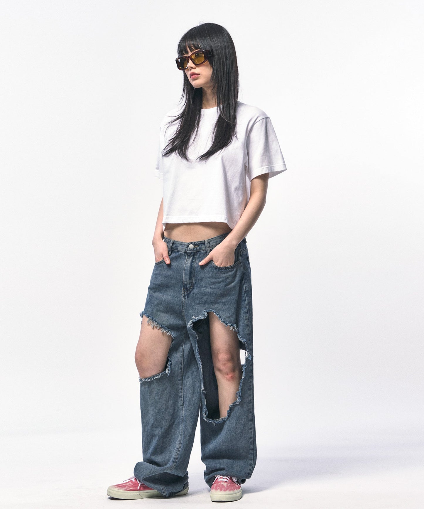 【C Wear シーウエア】 Oversized Crop T-Shirt White