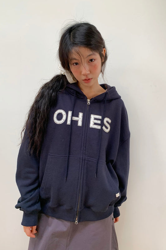 [9/22 予約配送] LOGO PATCH HOODED ZIP-UP, FLORAL NAVY