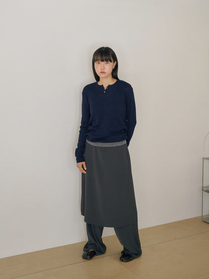 Henley Neck Pullover - Navy 6