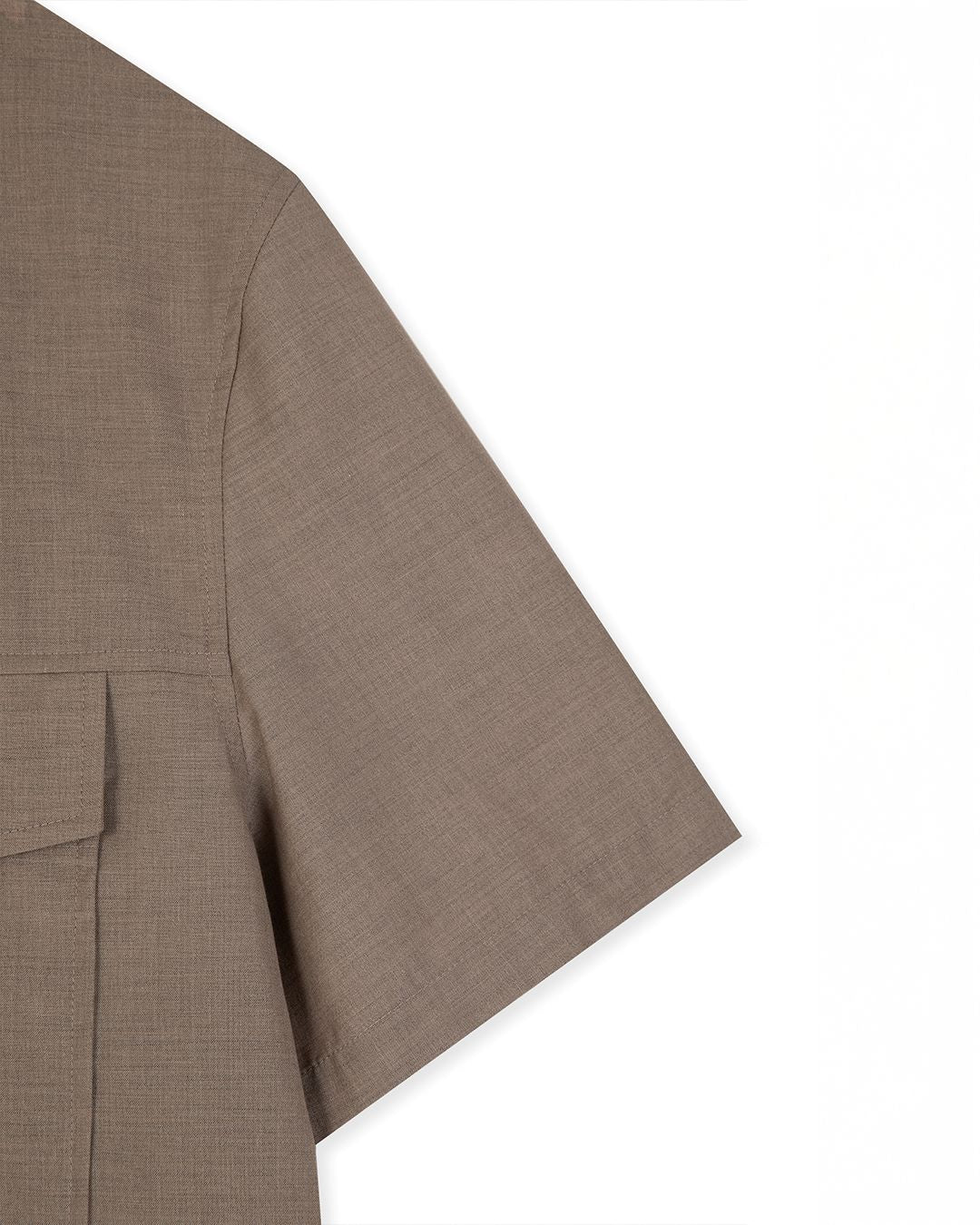 UTILITY PIN-TUCK HALF SLEEVE SHIRTS BROWN 