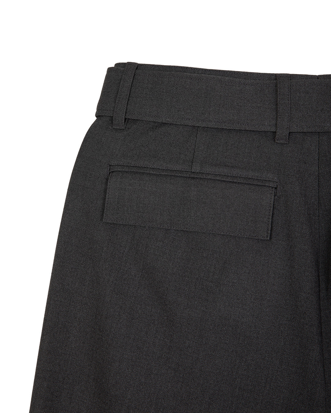 ASYMMETRIC PLEAT BELTED TROUSER -GREY 