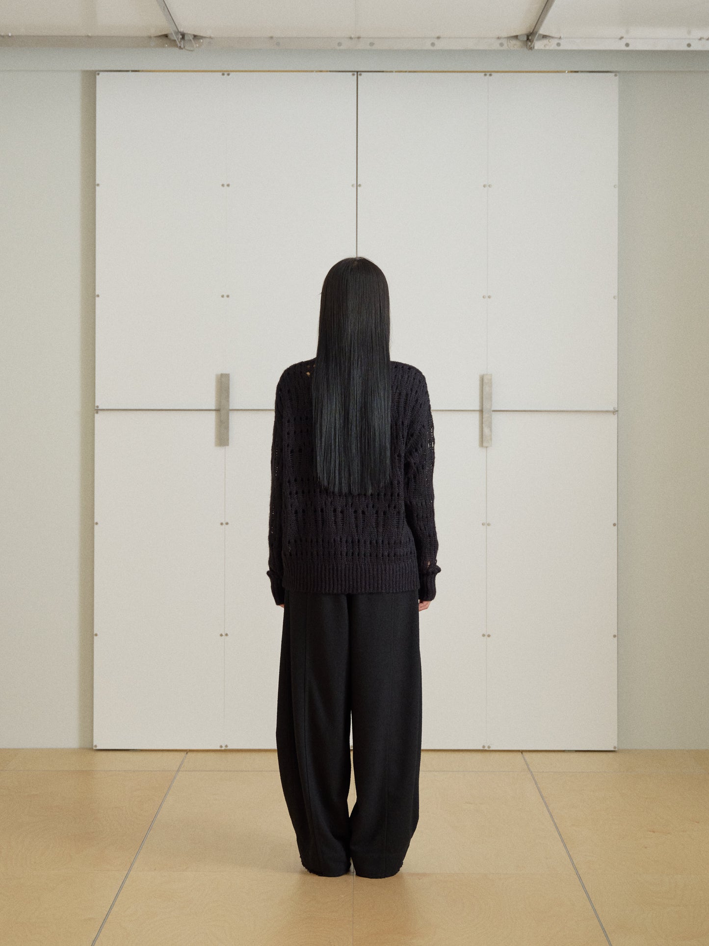 Mohair Punching Pullover-Black