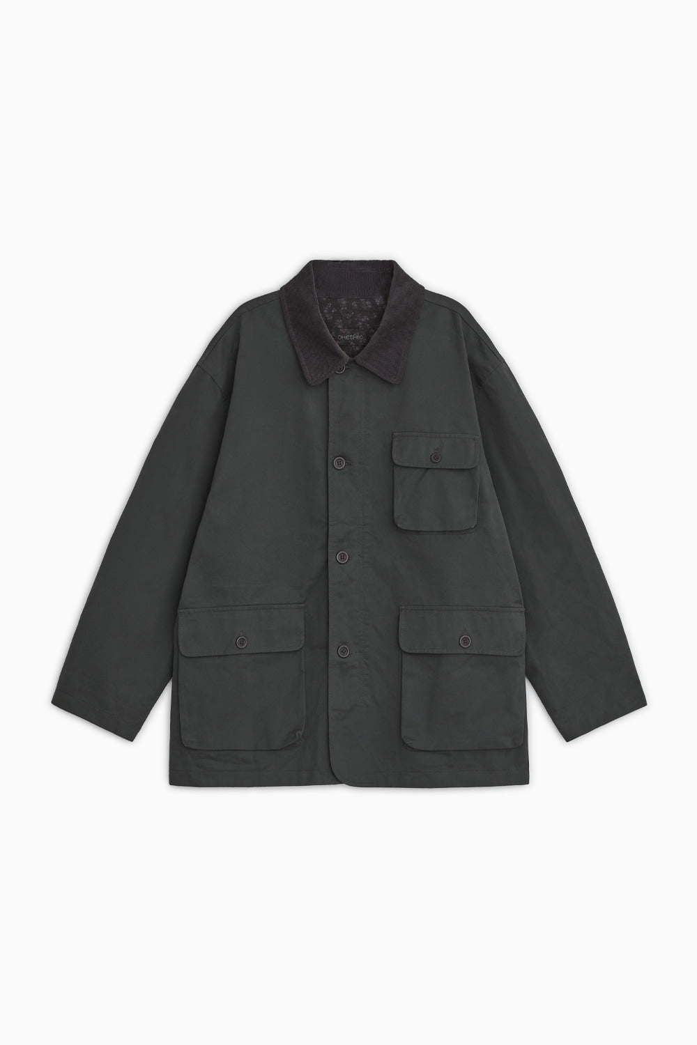 REVERSIBLE FLORAL COTTON JACKET, CHARCOAL