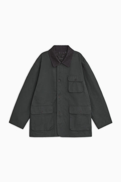 REVERSIBLE FLORAL COTTON JACKET, CHARCOAL