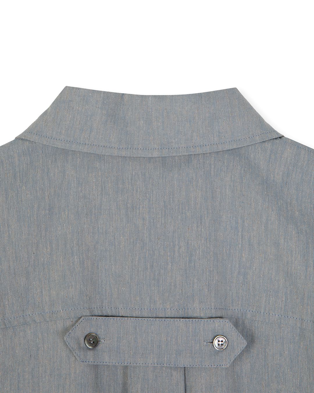 MULTI POCKET UTILITY HALF SLEEVE SHIRTS-BLUE 