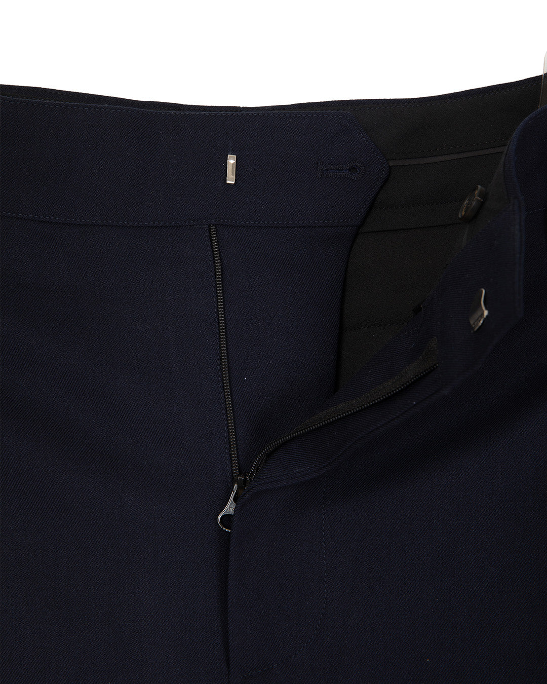 ASYMMETRIC PLEAT BELTED TROUSER -NAVY