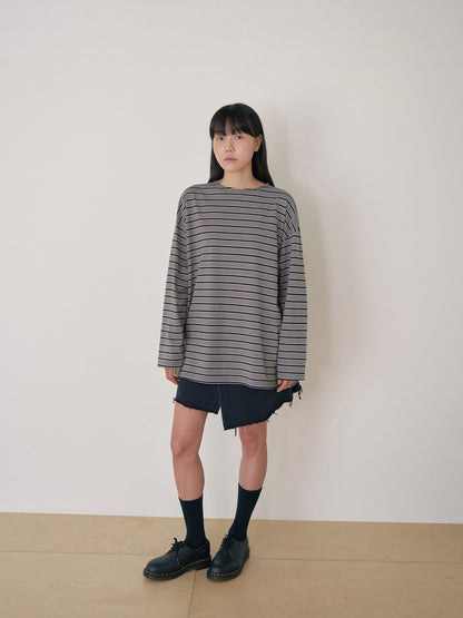 Bridge Boat Neck Long Sleeve - Charcoal 2