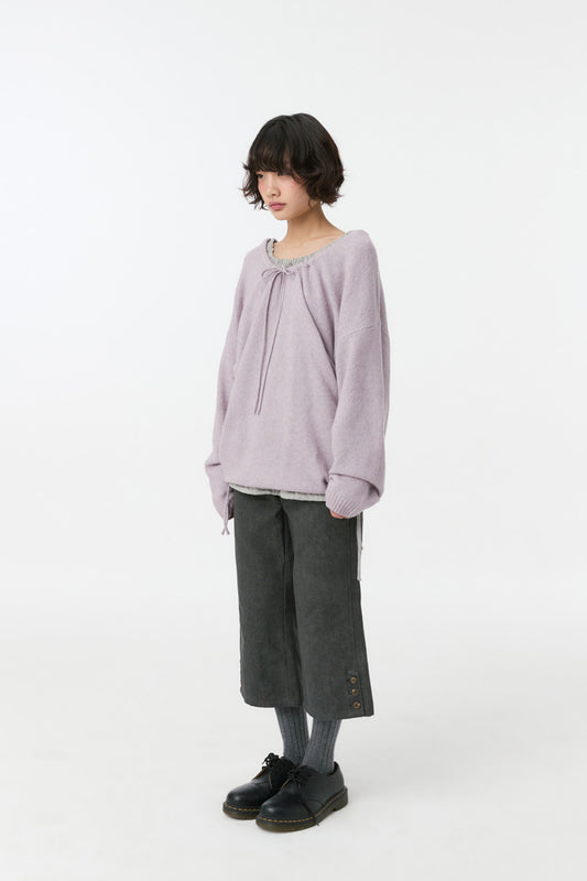 [9/28予約配送] VINTAGE DOT BUTTON CAPRI PANTS, CHARCOAL