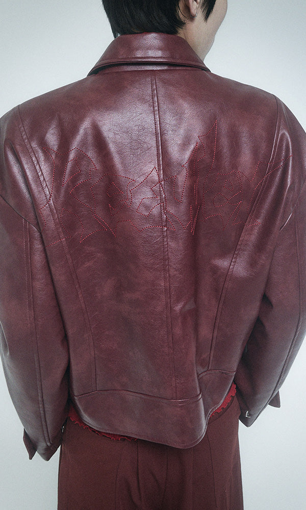 Reculer Signature stitch leather jacket(バーガンディ) 商品画像2/6