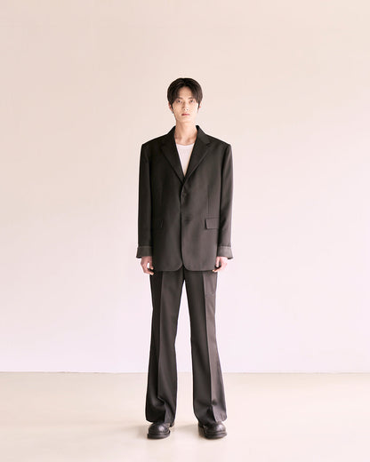 Choke Pocket Wool Flare Slacks_Khaki Brown
