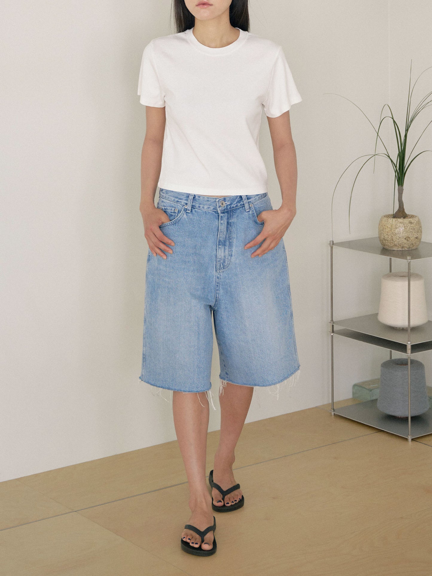 Cone Mills Cutoff Denim Shorts - Indigo