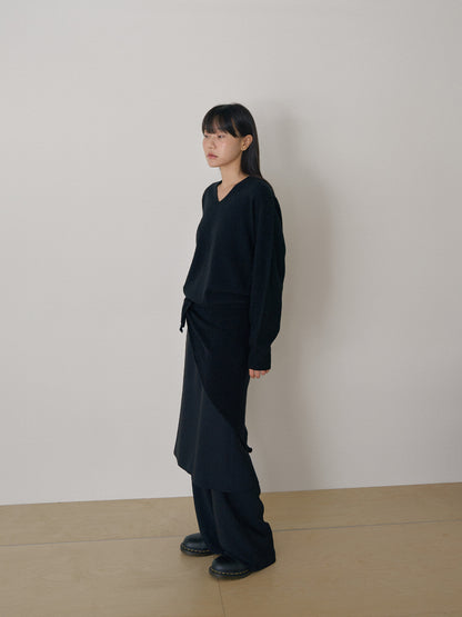 Cashmere Blend V-neck Pullover - Black 4