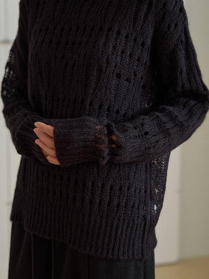Mohair Punching Pullover - Black