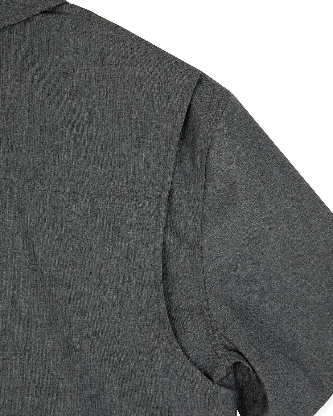 UTILITY PIN-TUCK HALF SLEEVE SHIRTS -GREY 