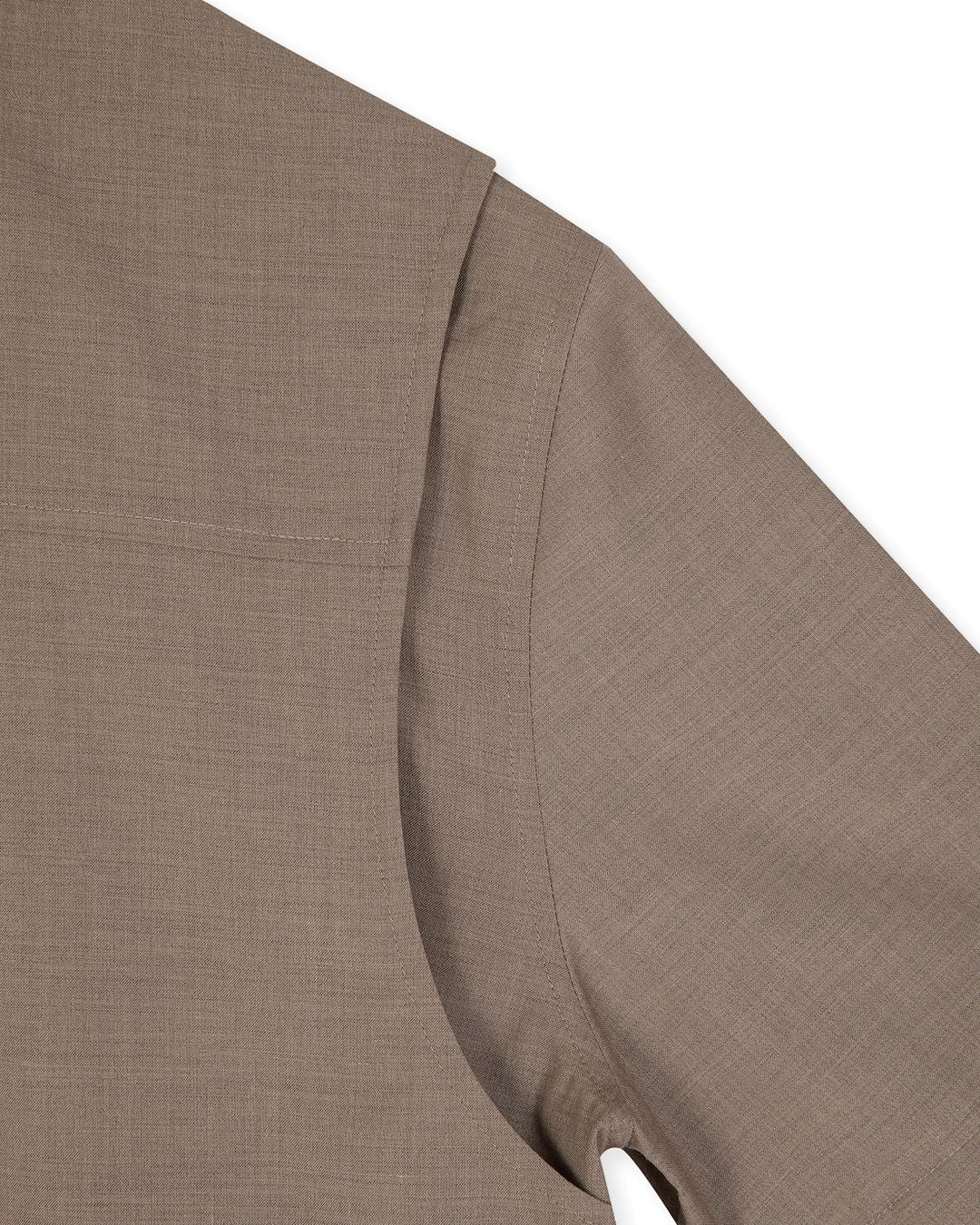 UTILITY PIN-TUCK HALF SLEEVE SHIRTS BROWN 