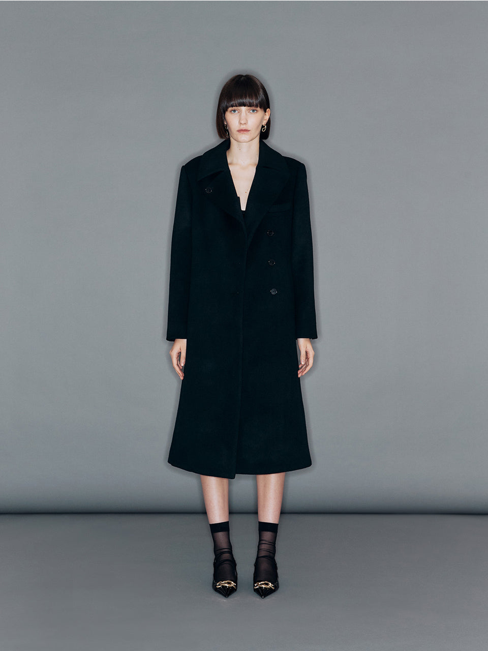 【A.F ARTEFACT】ドッキングニットロングコート　ブラック Size2 A.F ARTEFACT】ドッキングニットロングコート ブラック Size2 A.F