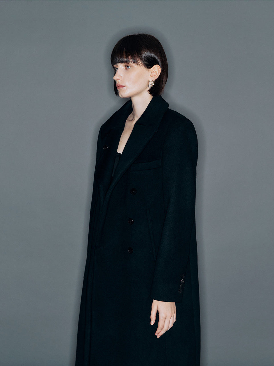 【ARIK. アリク 2025AW】BARNARD Double breasted wool coat Black