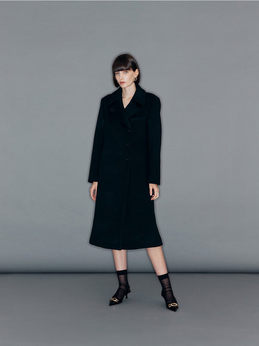 [ARIK. 2025AW] BARNARD Double breasted wool coat Black