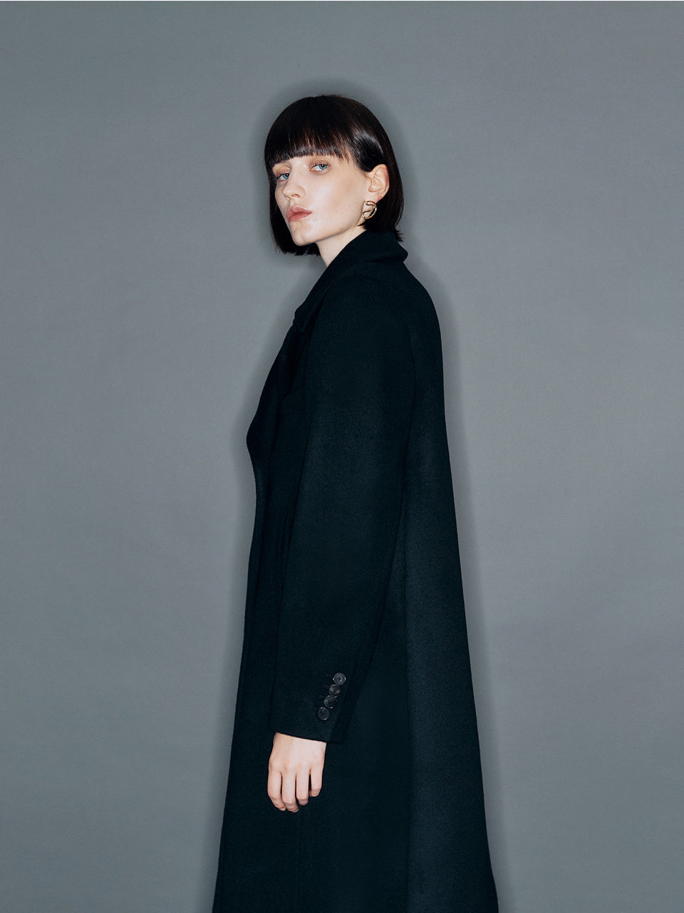【ARIK. アリク 2025AW】BARNARD Double breasted wool coat Black