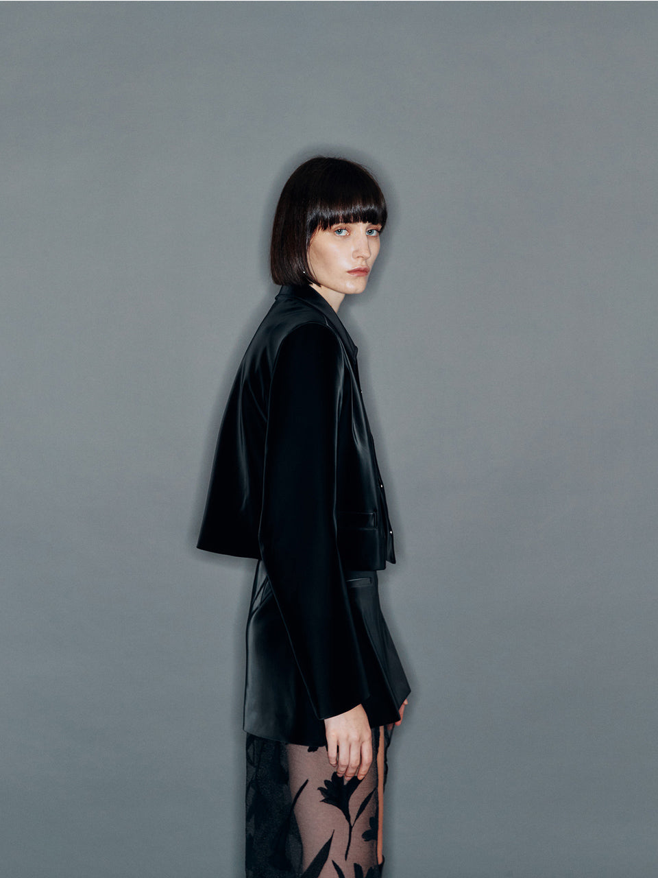 ARIK. アリク｜OKAB Faux Leather Crop Jacket Black｜フェイクレザー