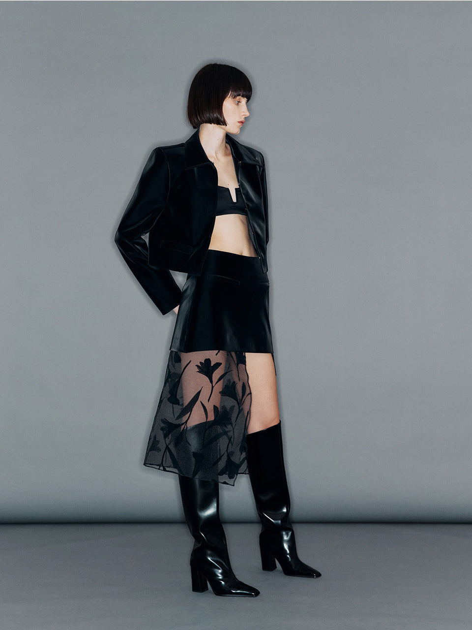 ARIK. アリク｜OKAB Faux Leather Crop Jacket Black｜フェイクレザー