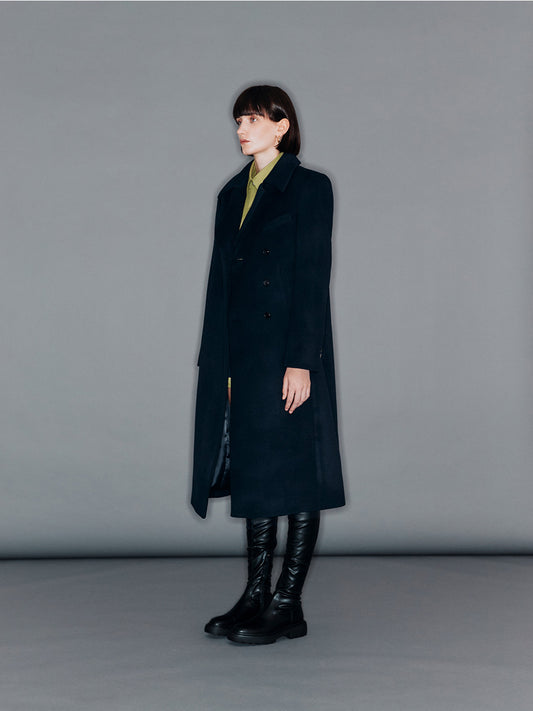 【ARIK. アリク】BARNARD Double breasted wool coat Dark Navy