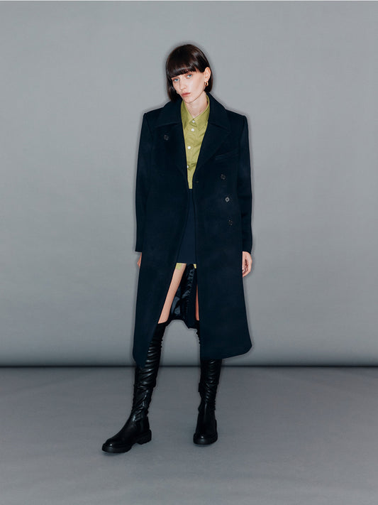 [ARIK. 2025AW] BARNARD Double breasted wool coat Dark Navy