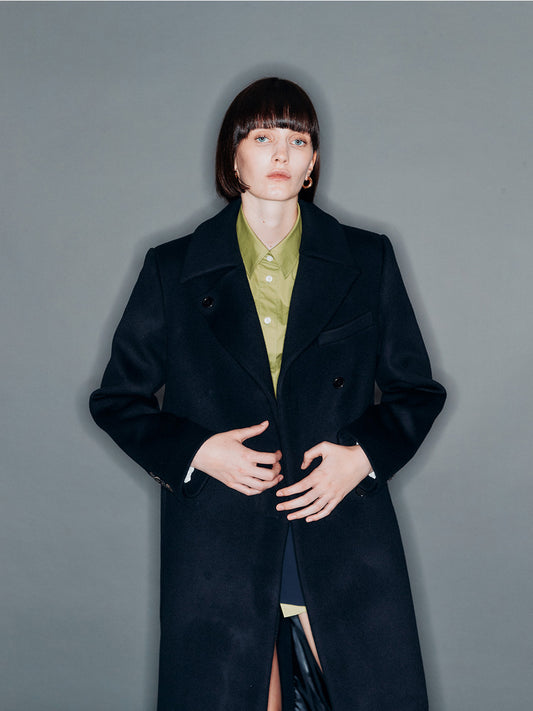 [ARIK. 2025AW] BARNARD Double breasted wool coat Dark Navy