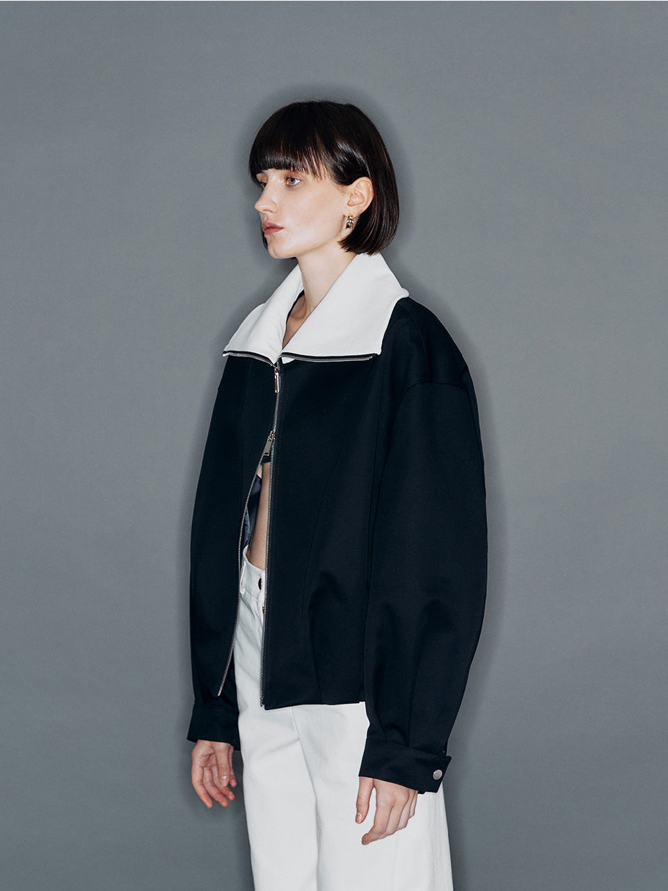 HAN. ダークネイビー ジャケット 韓国モードスタイル