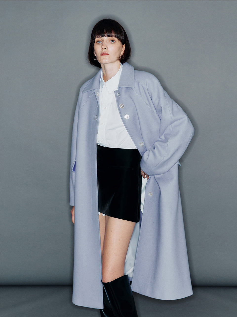 【ARIK. アリク 2025AW】SABIK Raglan sleeve oversized wool coat Frost Blue