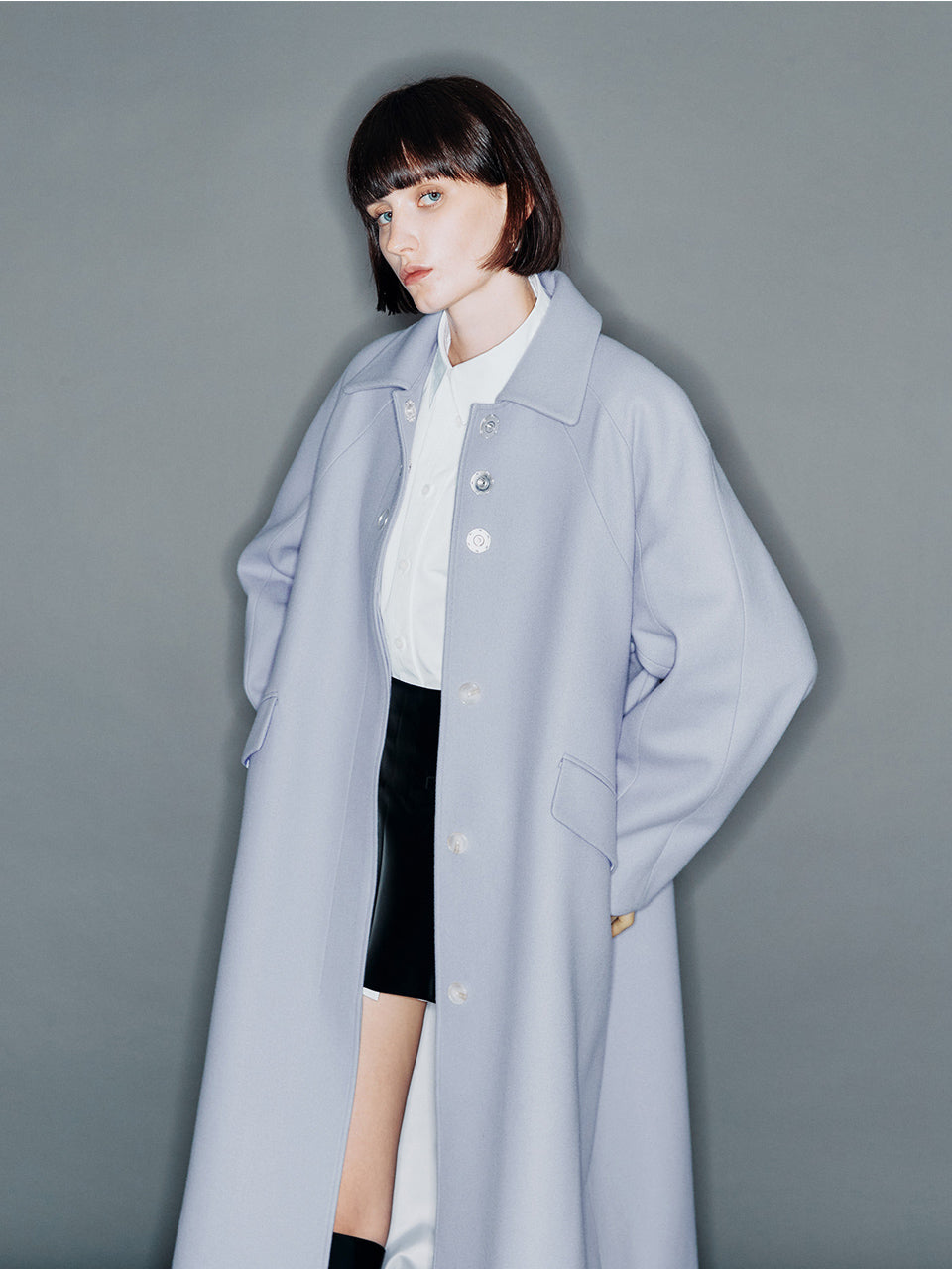【ARIK. アリク 2025AW】SABIK Raglan sleeve oversized wool coat Frost Blue