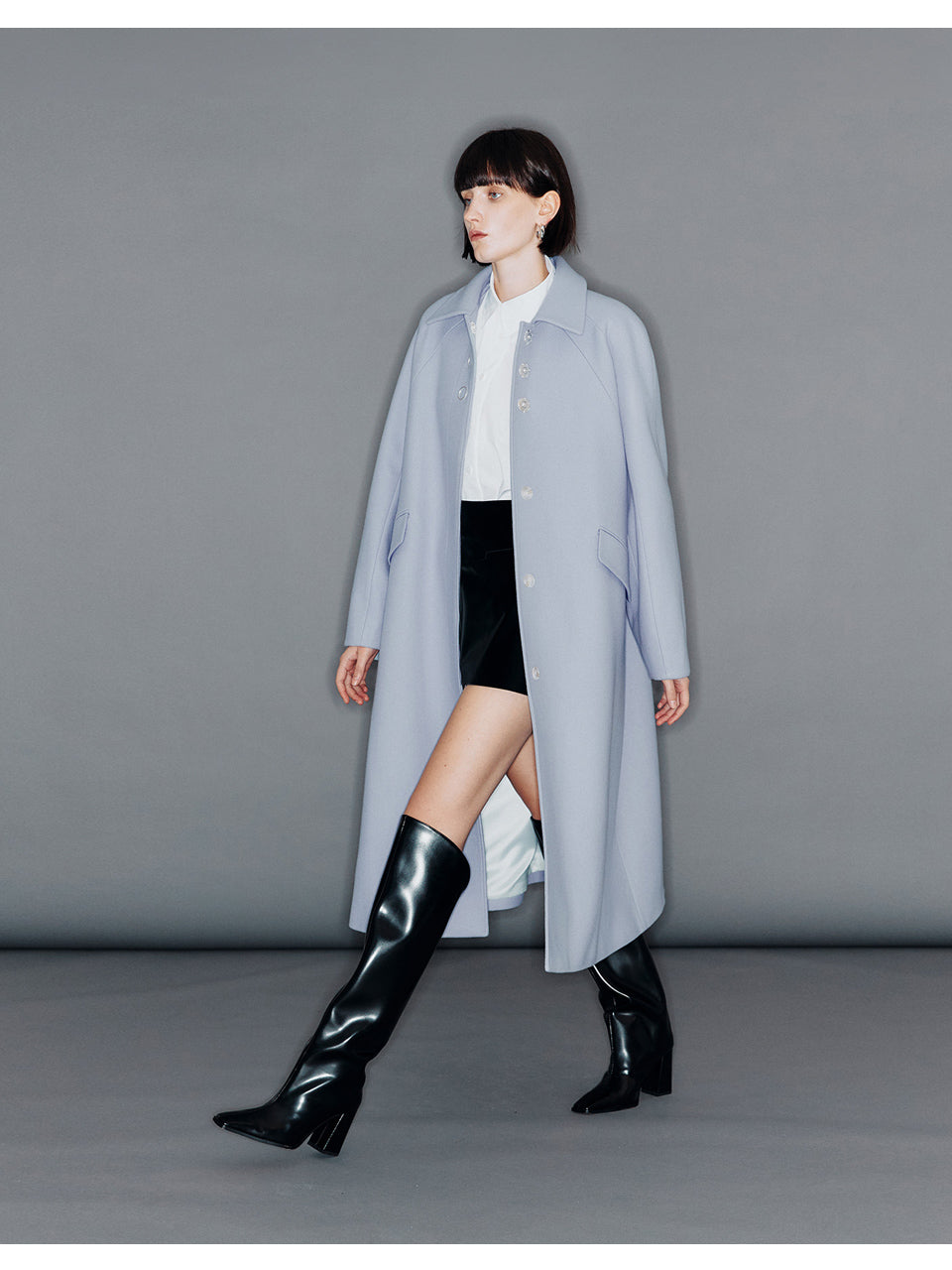 【ARIK. アリク 2025AW】SABIK Raglan sleeve oversized wool coat Frost Blue