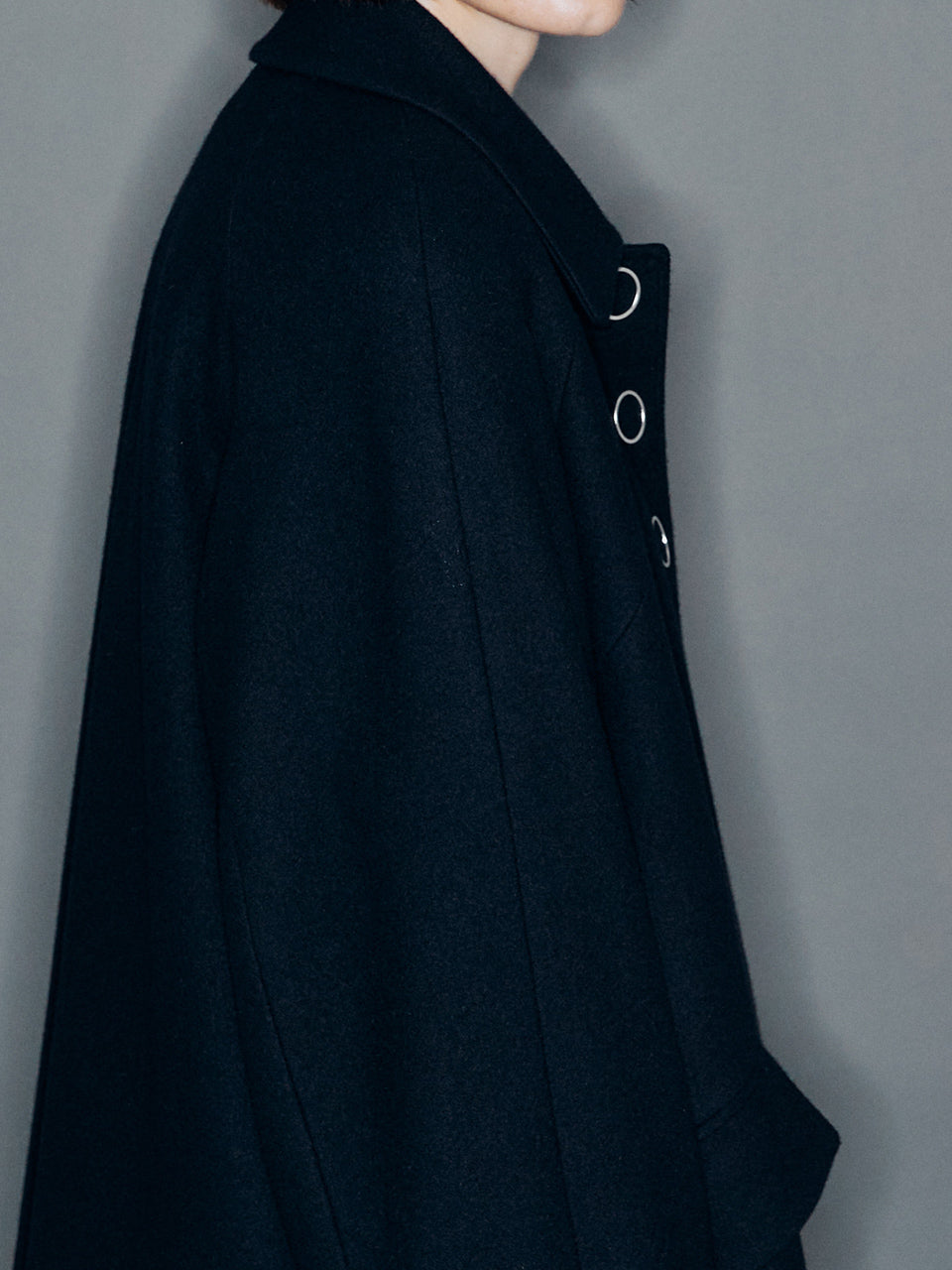 【ARIK. アリク 2025AW】SABIK Raglan sleeve oversized wool coat Dark Navy