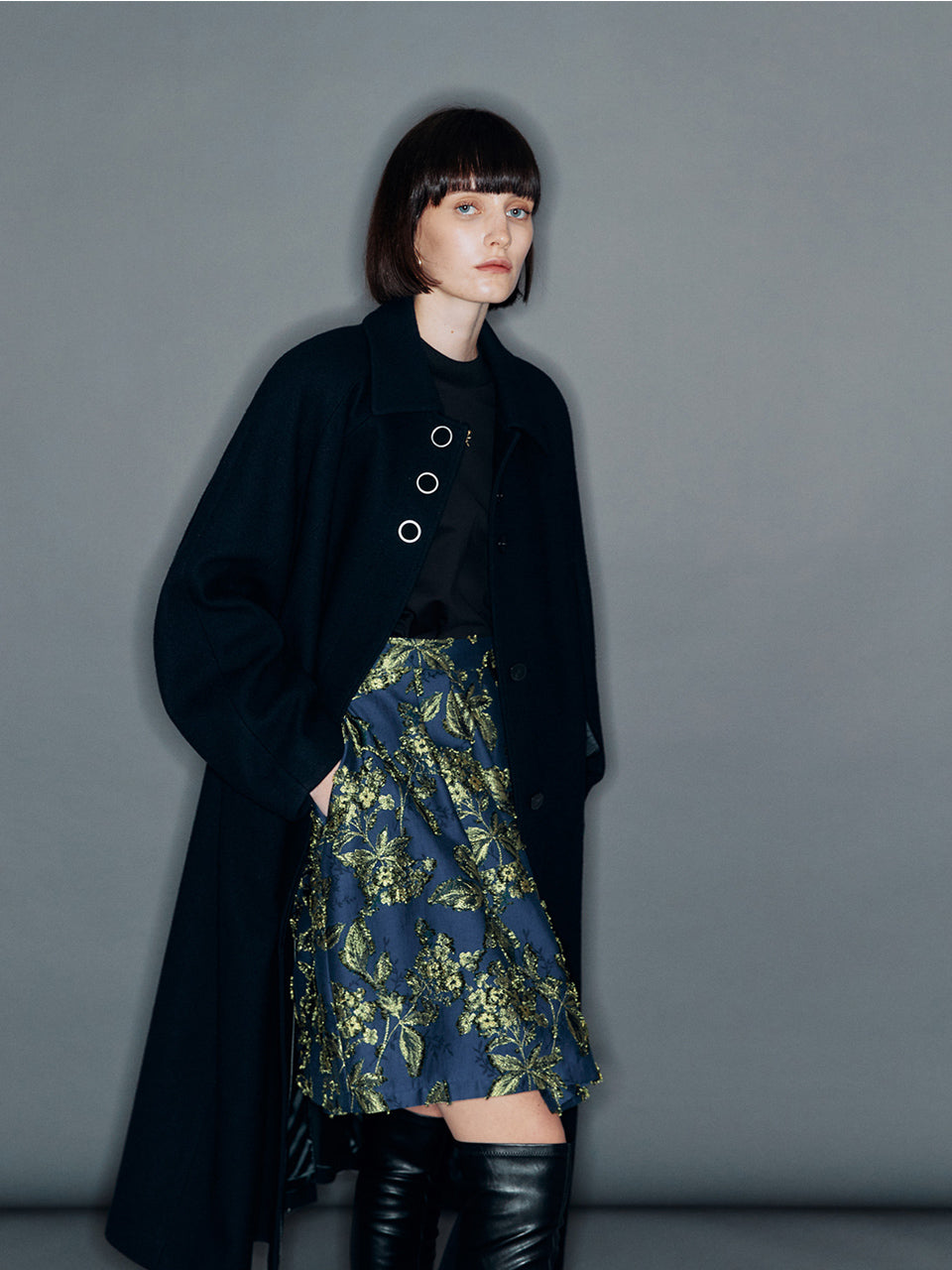 【ARIK. アリク 2025AW】SABIK Raglan sleeve oversized wool coat Dark Navy