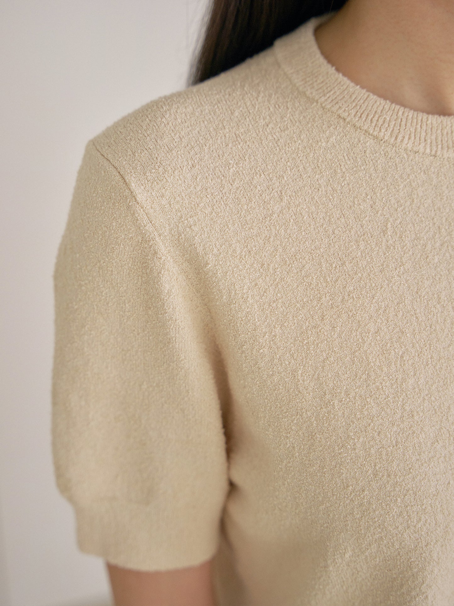 Boucle Round Half Sleeve - Beige