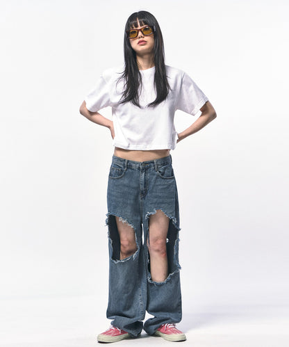 【C Wear シーウエア】 Oversized Crop T-Shirt White