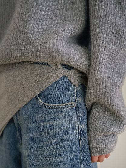 Cashmere Square Scarf - Gray 8