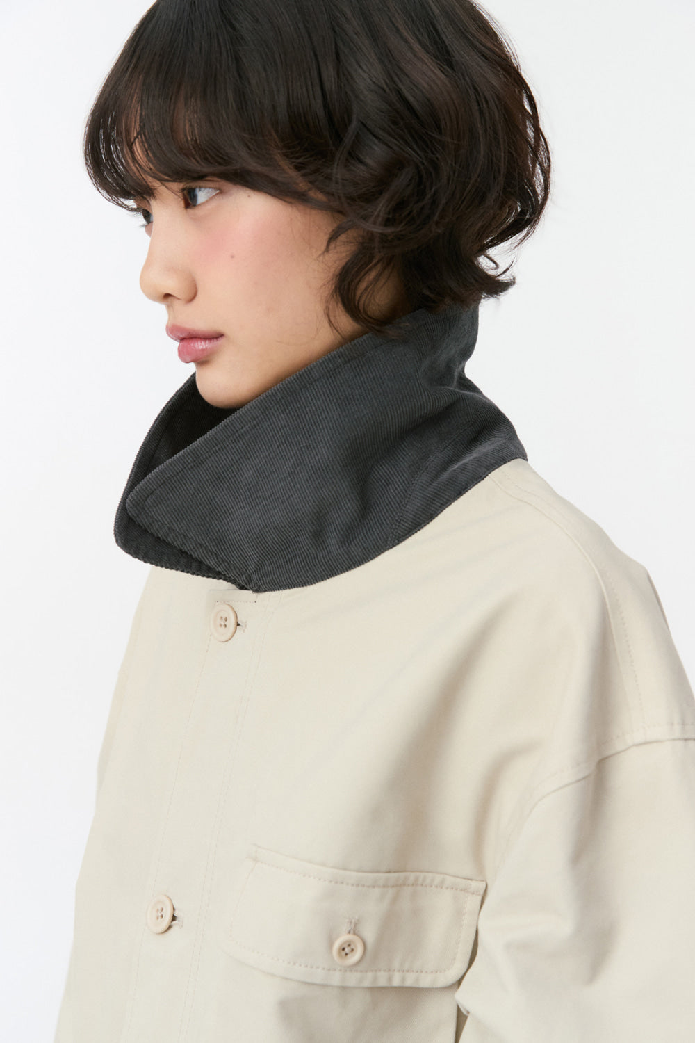 REVERSIBLE FLORAL COTTON JACKET, BEIGE