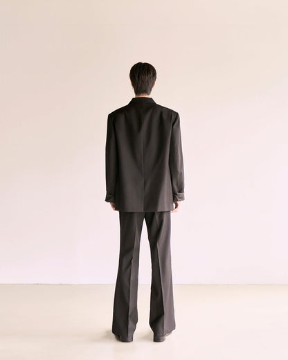 Choke Pocket Wool Flare Slacks_Black