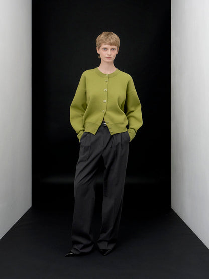[ARIK. Arik AW] Caph belted tuck wide pants Melange charcoal