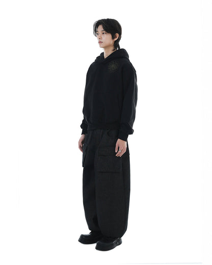 Distorted Flower Crop Hoodie_Black