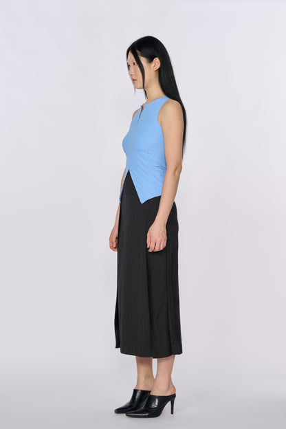 Zip-Up Tank Top - Sky Blue, Black