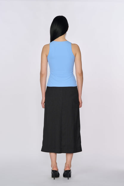 Zip-Up Tank Top - Sky Blue, Black