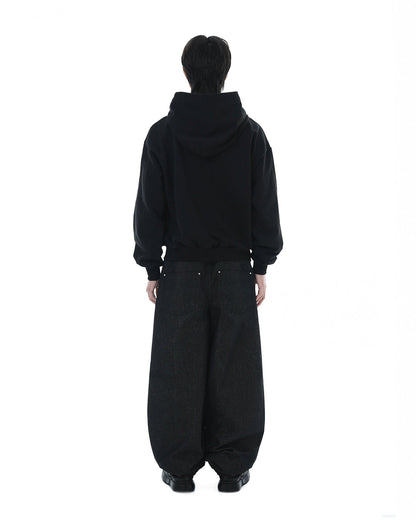 Distorted Flower Crop Hoodie_Black