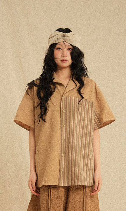 Ethnic Coloring Open Collar Shirt Beige (Ver. 26ss)