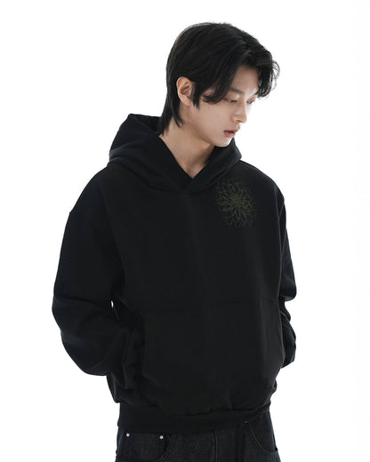 Distorted Flower Crop Hoodie_Black