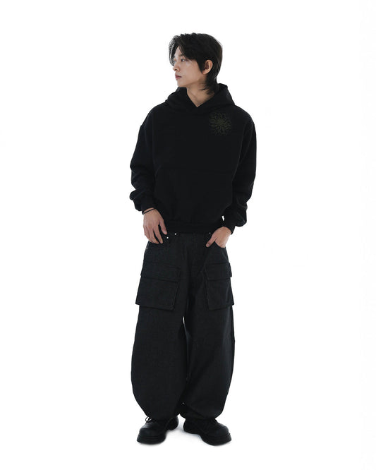 Balloon Pocket Non-fade Denim Pants_Black