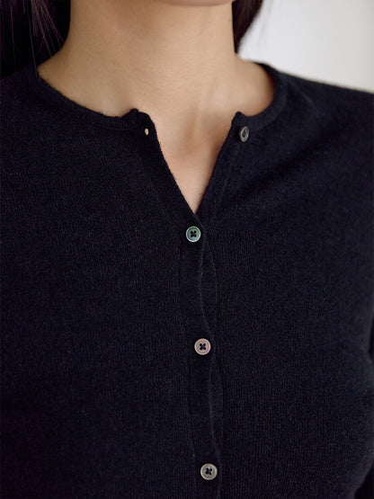 Alpaca Button Cardigan - Black 11