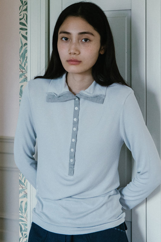 BUTTON SLIM LONG SLEEVE, LIGHT GRAY