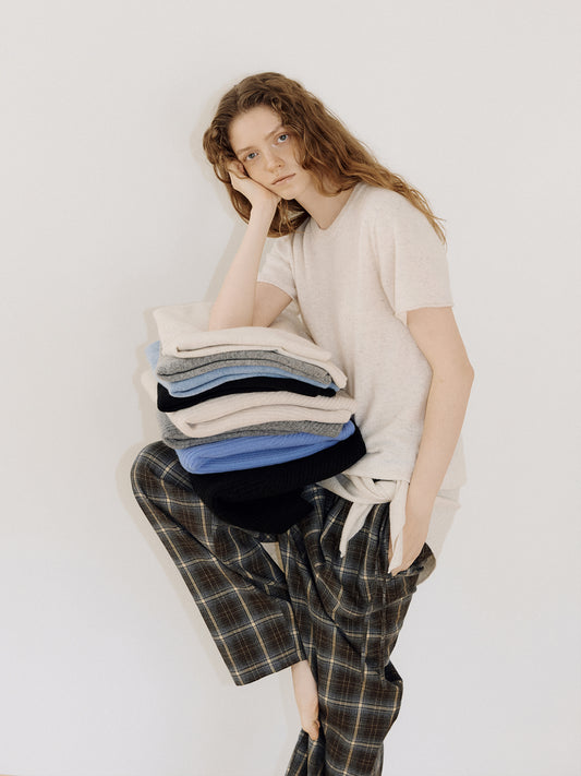 Cutoff Short Sleeve Pullover - Oatmeal 2